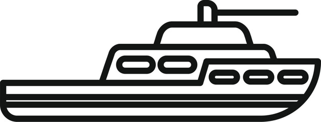 Poster - Simple outline style icon of a patrol boat for river and sea security