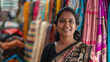 © Neha - Young indian woman standing in saree shop
