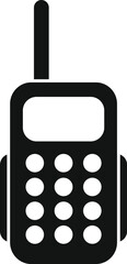 Poster - simple black icon of a walkie talkie, highlighting communication technology