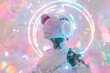 © Tanu - A robotic figure surrounded by a halo of soft, pastel-colored lights, AI generated