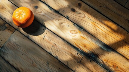 Wall Mural - A wooden floor with an orange