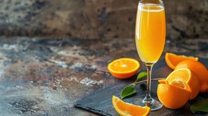 Wall Mural - A glass of mimosa with orange juice and champagne