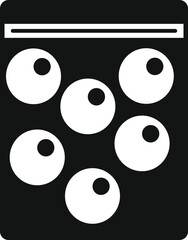 Poster - Black and white icon of a zip lock bag holding white spheres