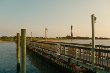 Sticker - Pier and Fire Island Lighthouse on Fire Island, New York