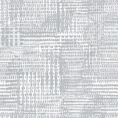 Wall Mural - Artistic abstract geometric collage checks winter spring style seamless pattern design on linen gray textured for textile texture design