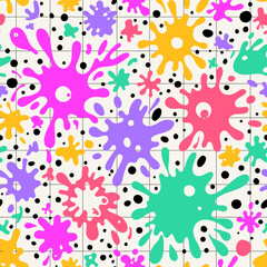 Poster - Vector seamless pattern with abstract shapes. Blotch repeatable backdrop. Colorful design for textile, wrapping paper, notebook cover, wallpaper.