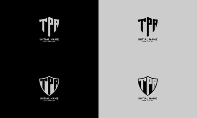 Poster - initial letter TPA  with shield, Geometric line shield logo icon design vector