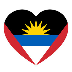 Aufkleber - flag of Antigua and Barbuda in form of heart, symbol of love