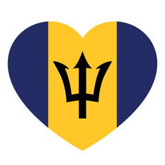 Aufkleber - flag of Barbados in form of heart, symbol of love