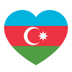 Poster - flag of Azerbaijan in form of heart, symbol of love