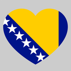 Poster - flag of Bosnia and Herzegovina in form of heart, symbol of love