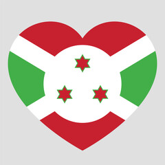 Poster - flag of Burundi in form of heart, symbol of love