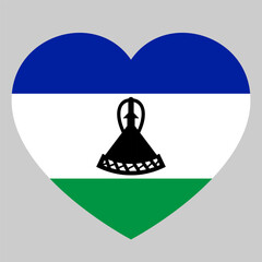 Poster - flag of Lesotho in form of heart, symbol of love