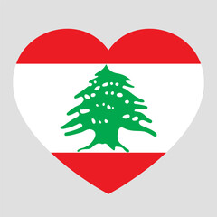 Fototapete - flag of Lebanon in form of heart, symbol of love