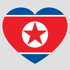 Fototapete - flag of North Korea in form of heart, symbol of love