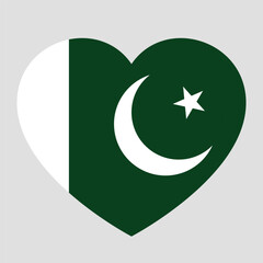 Fototapete - flag of Pakistan in form of heart, symbol of love
