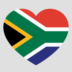 Fototapete - flag of South Africa in form of heart, symbol of love