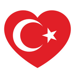 Fototapete - flag of Turkey in form of heart, symbol of love