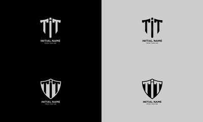 Poster - initial letter TIT  with shield, Geometric line shield logo icon design vector