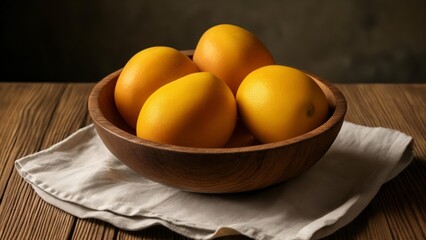 Wall Mural -  Fresh citrus in a rustic bowl