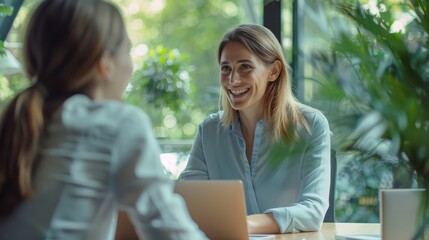 Canvas Print - The office meeting with laptops