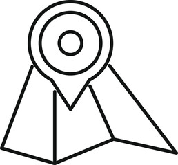 Poster - Line drawing of a location pin pointing on a folded paper map for navigation
