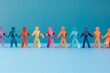 © mattegg - Diverse Paper Cut-Out People Holding Hands on Blue Background