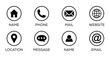 © Propakages - Contact and web icons set. Contact, connection and location symbols. Communication icon set.