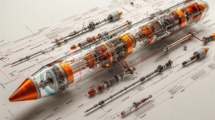 Poster - A close-up view of a reusable rocket, revealing its complex internal design and components.