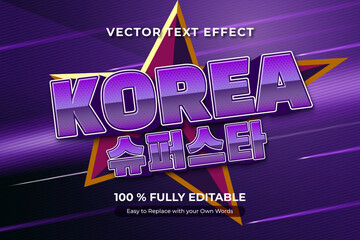 Wall Mural - Purple text effect design with Korea super star written in English and Korean.