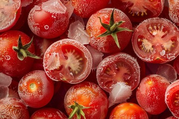 Wall Mural - Photo of a pile of frozen tomatoes