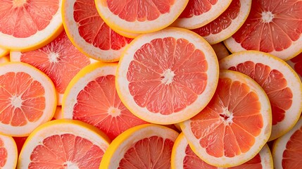 Wall Mural - Photo of a pile of grapefruit slices