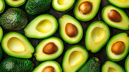 Wall Mural - Photo of a pile of halved avocados