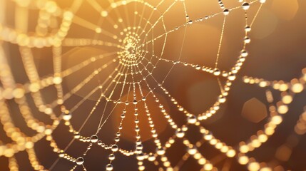 Macro shot of dew on a spider web. 