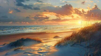 Wall Mural - sunset at the dune beach