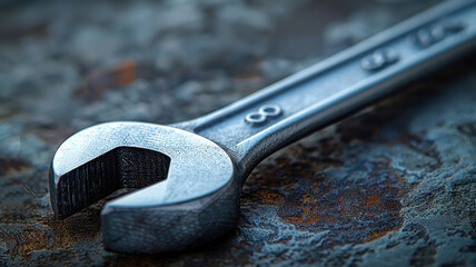 Close-up of a Wrench on a Rusty Surface