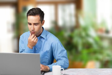 Canvas Print - Business man at work in modern office