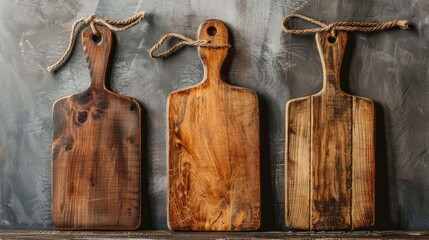 Sticker - Three Handcrafted Wooden Cutting Boards on Retro Background