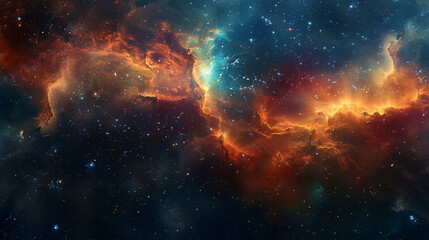 stunning nebula with fiery dust clouds