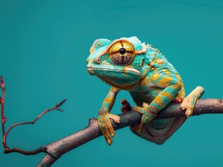 Poster - chameleon on a branch