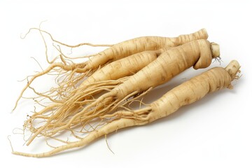 White background with American ginseng