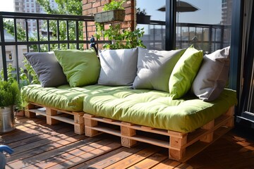 Poster - Balcony couch made from pallet wood