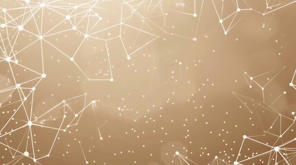 Poster - Ivory white dots connected by champagne lines on a warm brown canvas, text area in the top center
