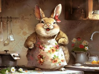 Wall Mural - rabbit and eggs