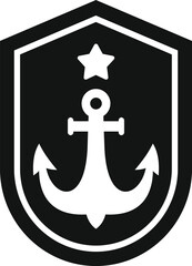 Canvas Print - Black and white logo featuring an anchor and a star on a shield