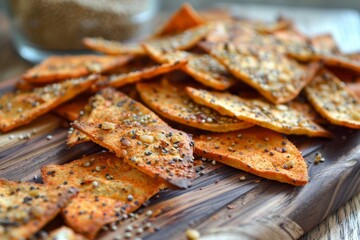 Wall Mural - Lentil chips with oriental seasoning as a nutritious snack