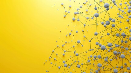 Poster - light gray dots with charcoal connections on a bright yellow base, text space in the upper center