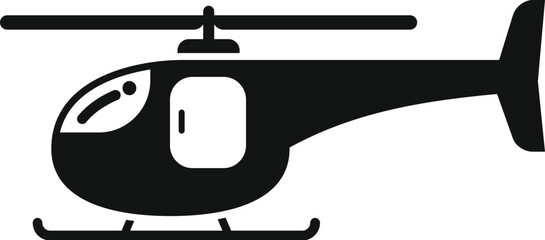 Poster - Simple black and white icon of a helicopter standing on landing skids, side view