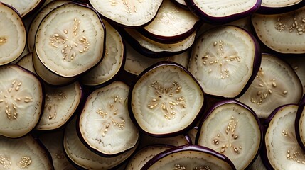 Wall Mural - Photo of a pile of sliced eggplants