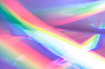 Wall Mural - Abstract of blurred rainbow prism light overlay background for mockup and decorative